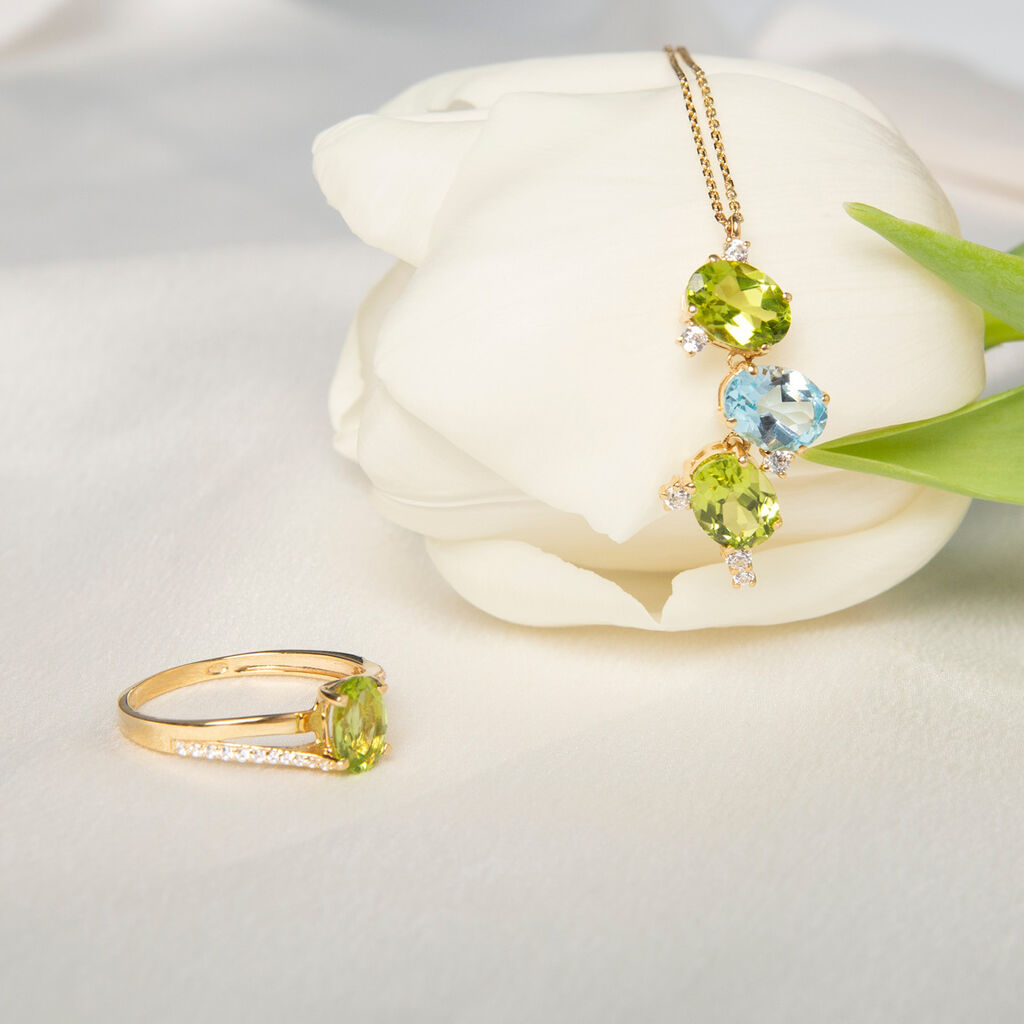 Damen Ring Gold 375 Peridot Grün 0,89ct Oval Elenea  - Solitärringe Damen | OROVIVO