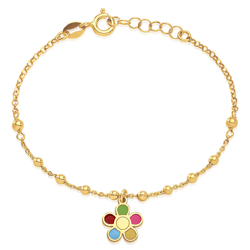 VIOLETTA Kinder Armband Silber vergoldet 925 Blume B 1,5 mm - Armb&auml;nder mit Anh&auml;nger Kinder | OROVIVO