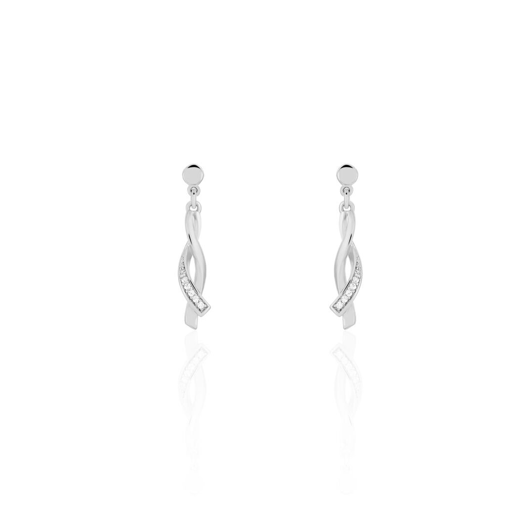 MARIE-ELSA 4 Damen Ohrringe Lang Silber 925 Zirkonia Wei&szlig; Spiralf&ouml;rmig