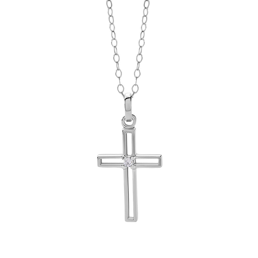 ARACELI Damen Collier Silber Silber 925 Zirkonia Weiß 0,03 ct Kreuz - Halsketten Damen | OROVIVO