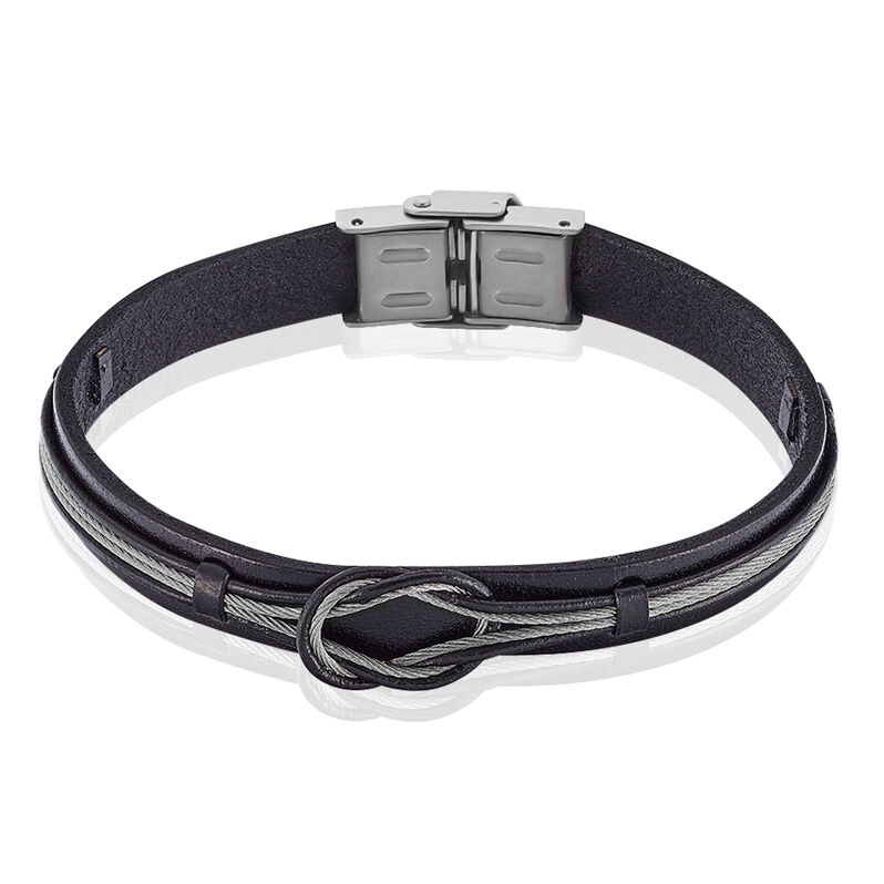 Herren Lederarmband Edelstahl Schwarz Knoten - Armbänder mit Anhänger Herren | OROVIVO