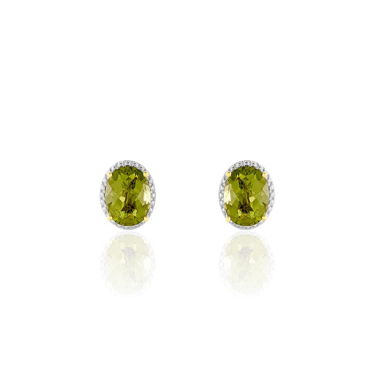 NAGA Damen Ohrstecker Gold 375 (9 Karat) Peridot Gr&uuml;n 1,28 ct Oval - Ohrstecker Damen | OROVIVO