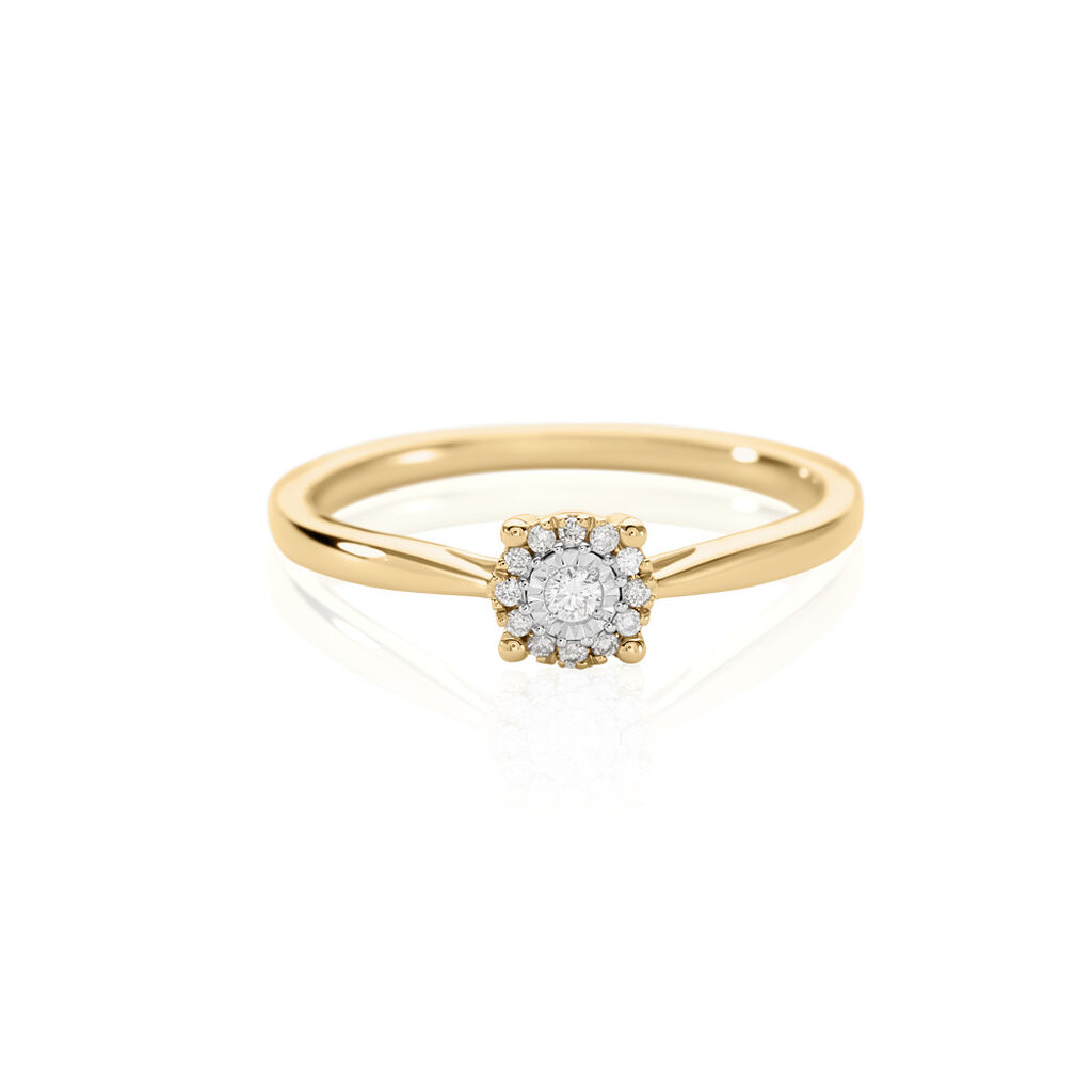 Damen Ring Gold Bicolor Gold/Silber 585 Rund Weiß Allyson - Ringe mit Stein Damen | OROVIVO