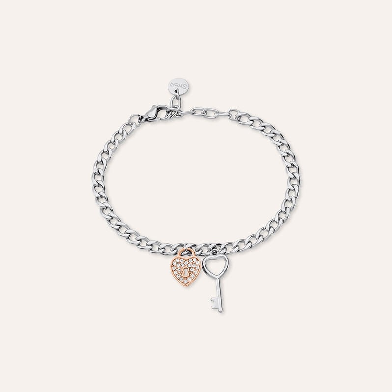 Bracciale Sunrise Acciaio Bicolore Bianco / Rosa Cristallo - Spannringe Damen | OROVIVO