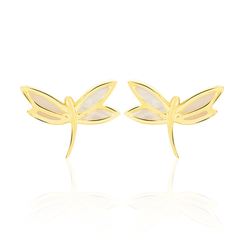 LIBELLE Damen Ohrstecker Gold 375 (9 Karat) Perlmutt Perlmutt 0,15 ct Libelle, Ohrstecker mit Stein