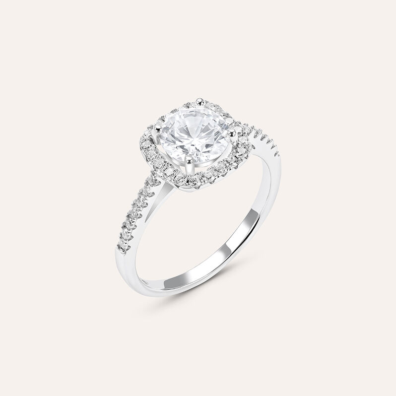 Anello Solitario Silver Elegance Argento Rodiato Cubic Zirconia - Spannringe Damen | OROVIVO
