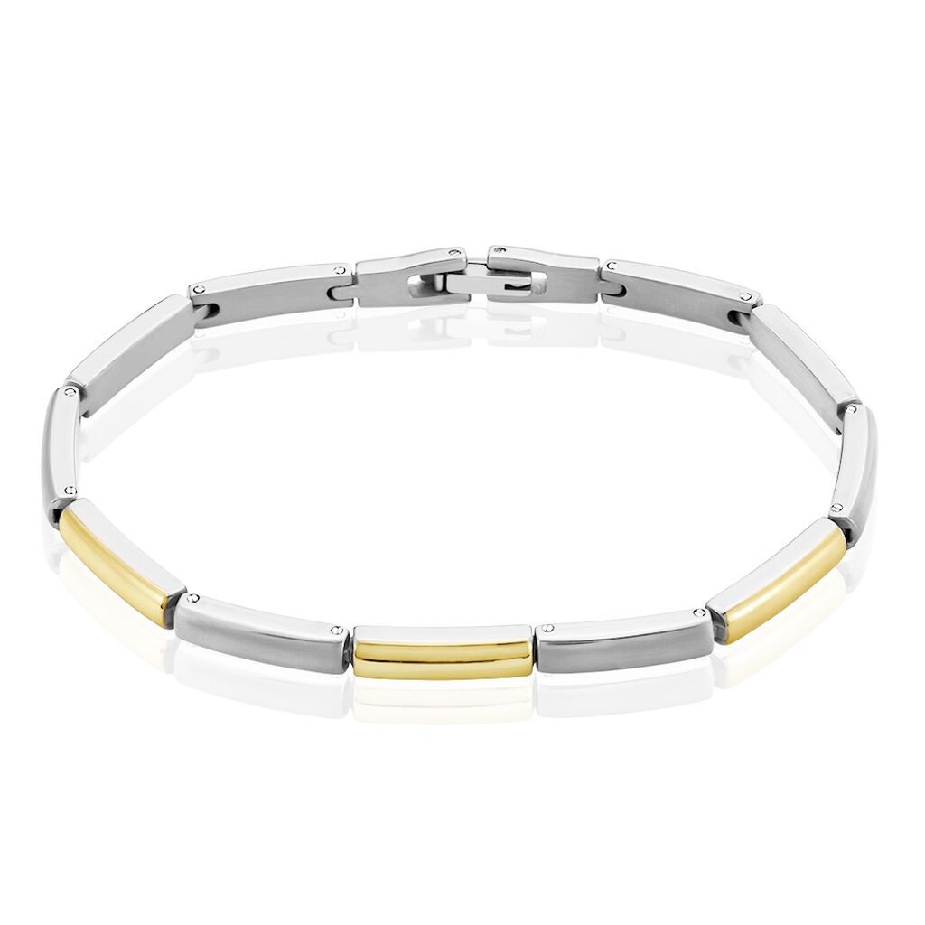 EMBER Damen Armband Titan Bicolor Silber/Ros&eacute;gold Rechteckig B 4 mm