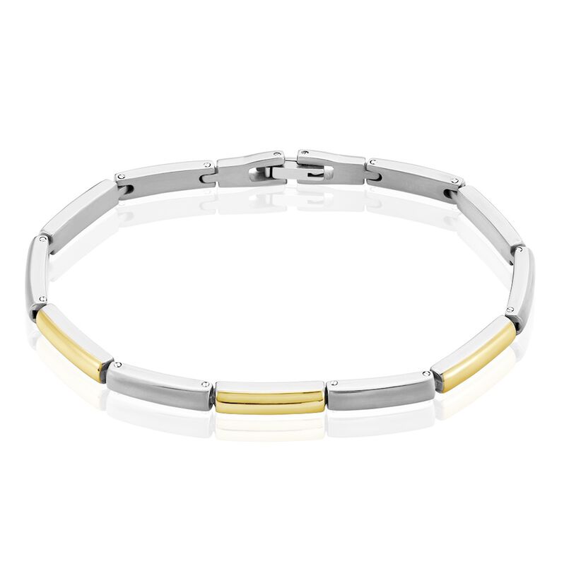 EMBER Damen Armband Titan Bicolor Silber/Ros&eacute;gold Rechteckig B 4 mm - Armb&auml;nder mit Anh&auml;nger Damen | OROVIVO