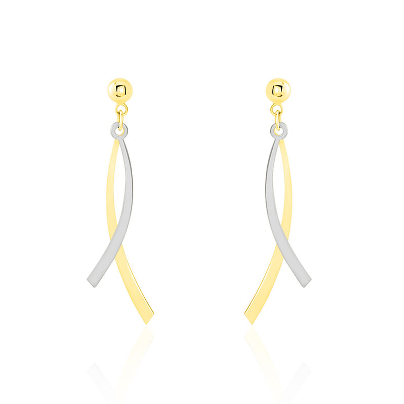 Boucles D'oreilles Pendantes Bonifas Croisees Or Bicolore - Spannringe Damen | OROVIVO