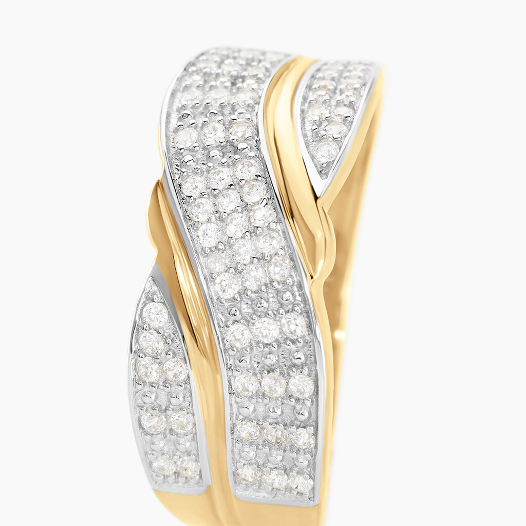 Bague Or Jaune Bandeau Oxydes - Spannringe Damen | OROVIVO