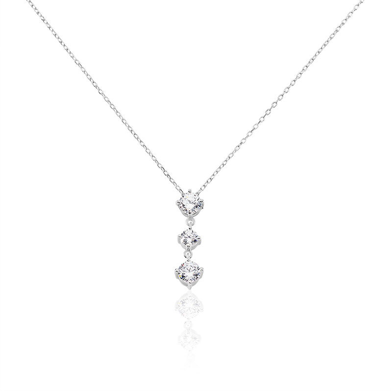 Collier Ligne Triple Oxydes Argent Blanc Oxyde De Zirconium - Spannringe Damen | OROVIVO
