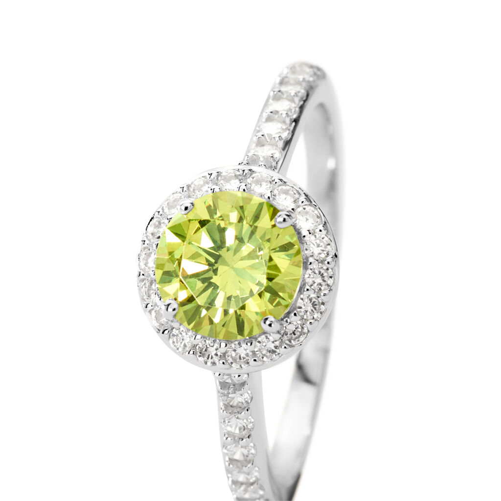 CAMILLA Damen Ring Silber 925 Zirkonia Gr&uuml;n 1,58 ct Kreis
