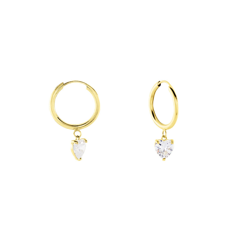 CHLOE Damen Creolen Gold 375 (9 Karat) Zirkonia Wei&szlig; 1,49 ct