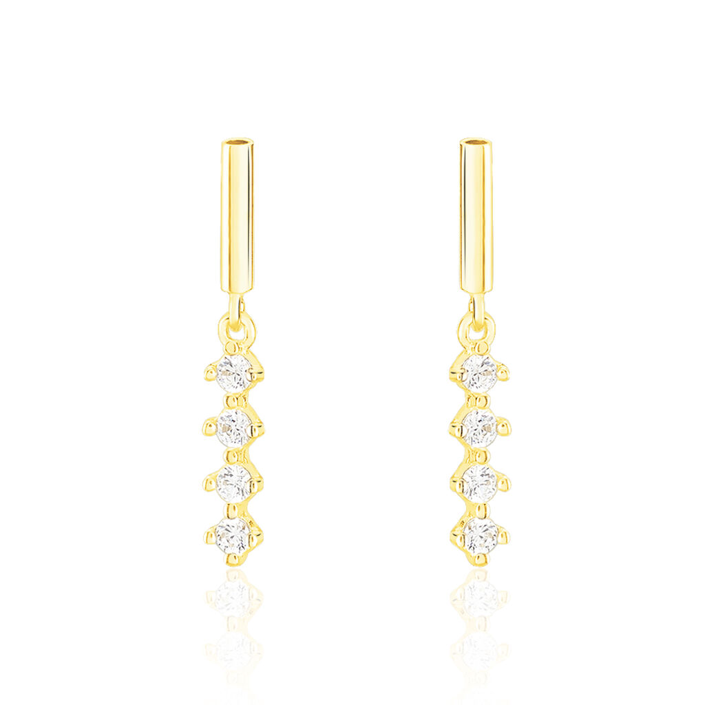 Damen Ohrstecker Lang Gold 375 Zirkonia - Ohrringe mit Stein Damen | OROVIVO