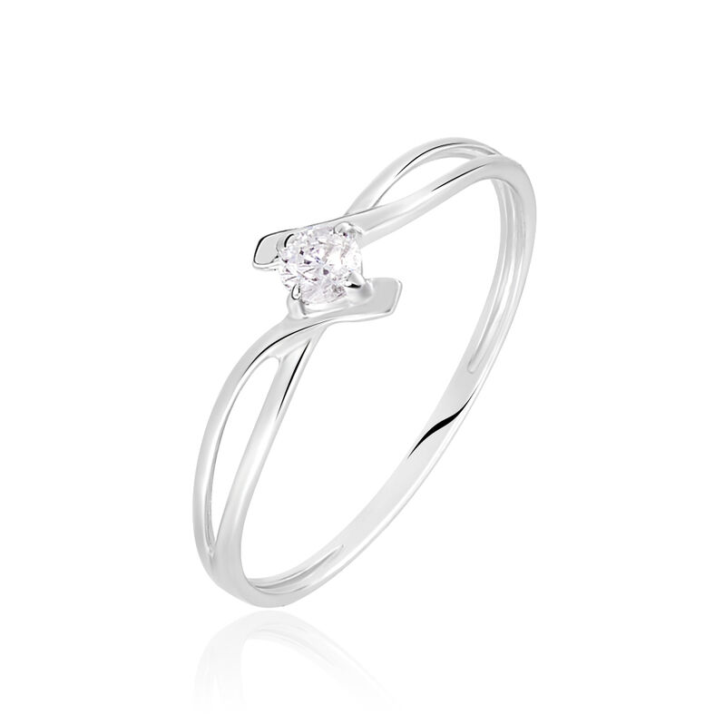Anello Solitario Claire Oro Bianco Cubic Zirconia - Spannringe Damen | OROVIVO