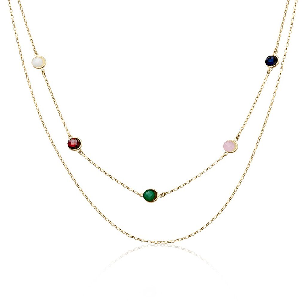 Damen Collier Silber vergoldet 925 Zirkonia Multicolour Tatiana 1,50mm - Halsketten Damen | OROVIVO