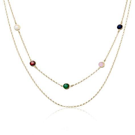 Damen Collier Silber vergoldet 925 Zirkonia Multicolour Tatiana 1,50mm - Halsketten Damen | OROVIVO