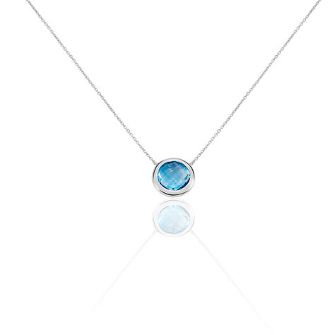 Damen Collier Weißgold 375 Topas Blau 5,35ct Kreis Rutho 45cm - Halsketten Damen | OROVIVO