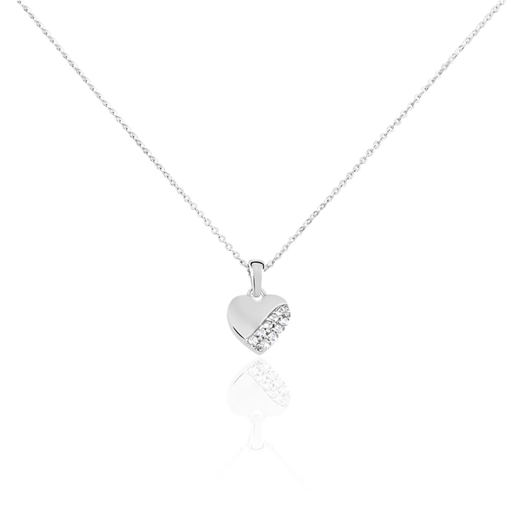 JESSIKKA Kinder Collier Silber 925 Zirkonia Weiß Herz, Collier mit Stein