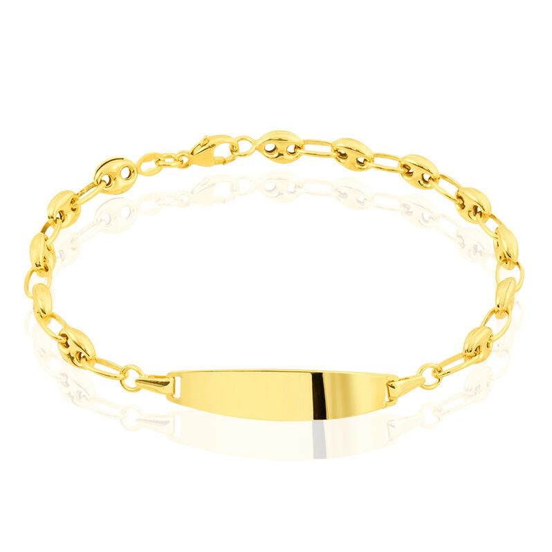 Bracelet Identité Evin Maille Grain De Cafe Or Jaune - Spannringe Kinder | OROVIVO