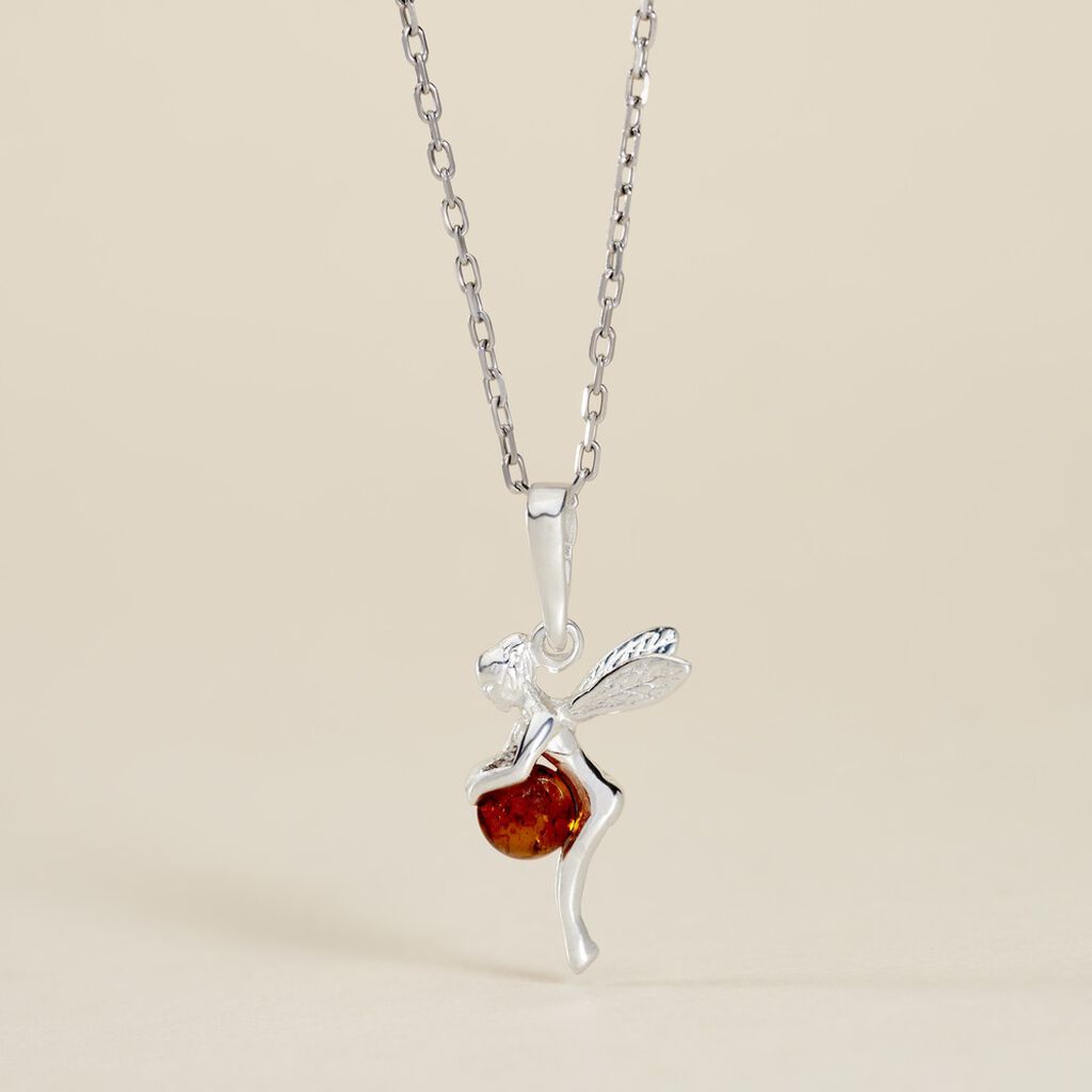 Pendentif Argent Fée Ambre Cognac - Spannringe Damen | OROVIVO