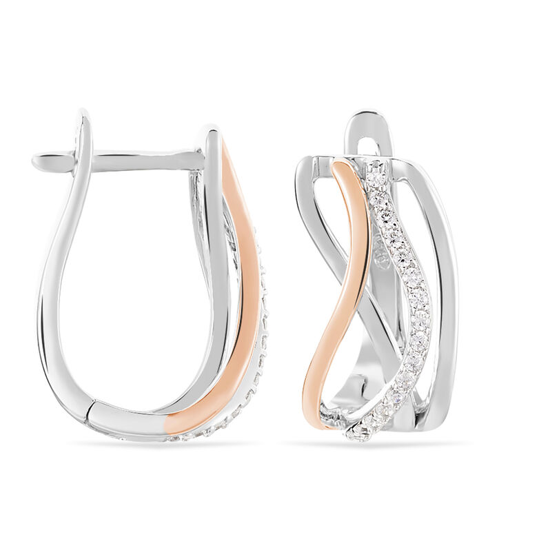 TRINA Damen Ohrringe Lang Silber Bicolor 925 Zirkonia Wei&szlig; - Ohrringe mit Stein Damen | OROVIVO