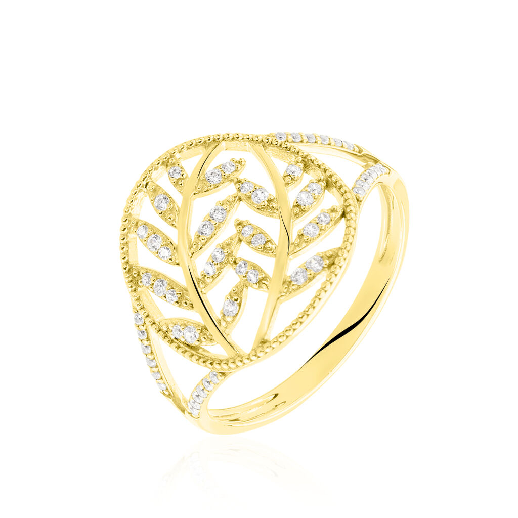 Bague Or Jaune Lucianise Feuille Oxyde - Spannringe Damen | OROVIVO