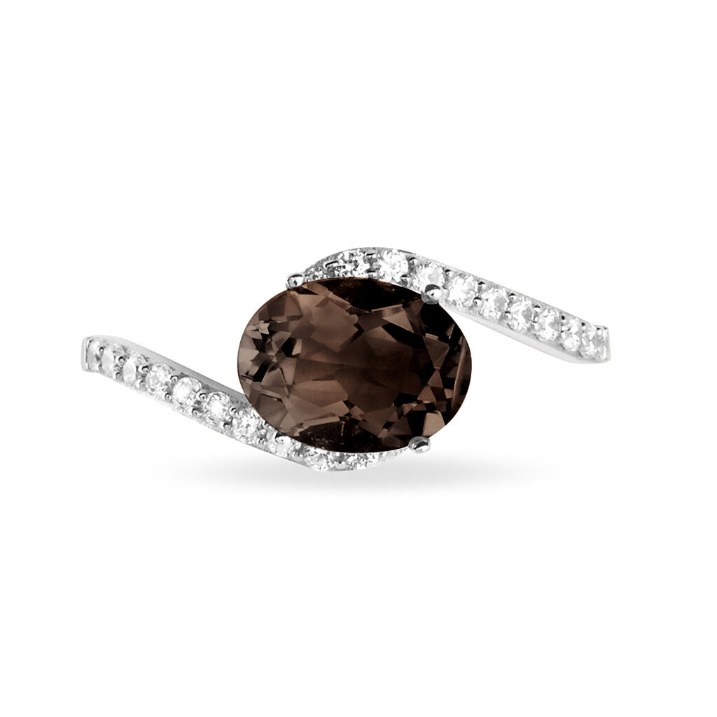 Bague Loriane Or Blanc Quartz Et Oxyde De Zirconium - Spannringe Damen | OROVIVO
