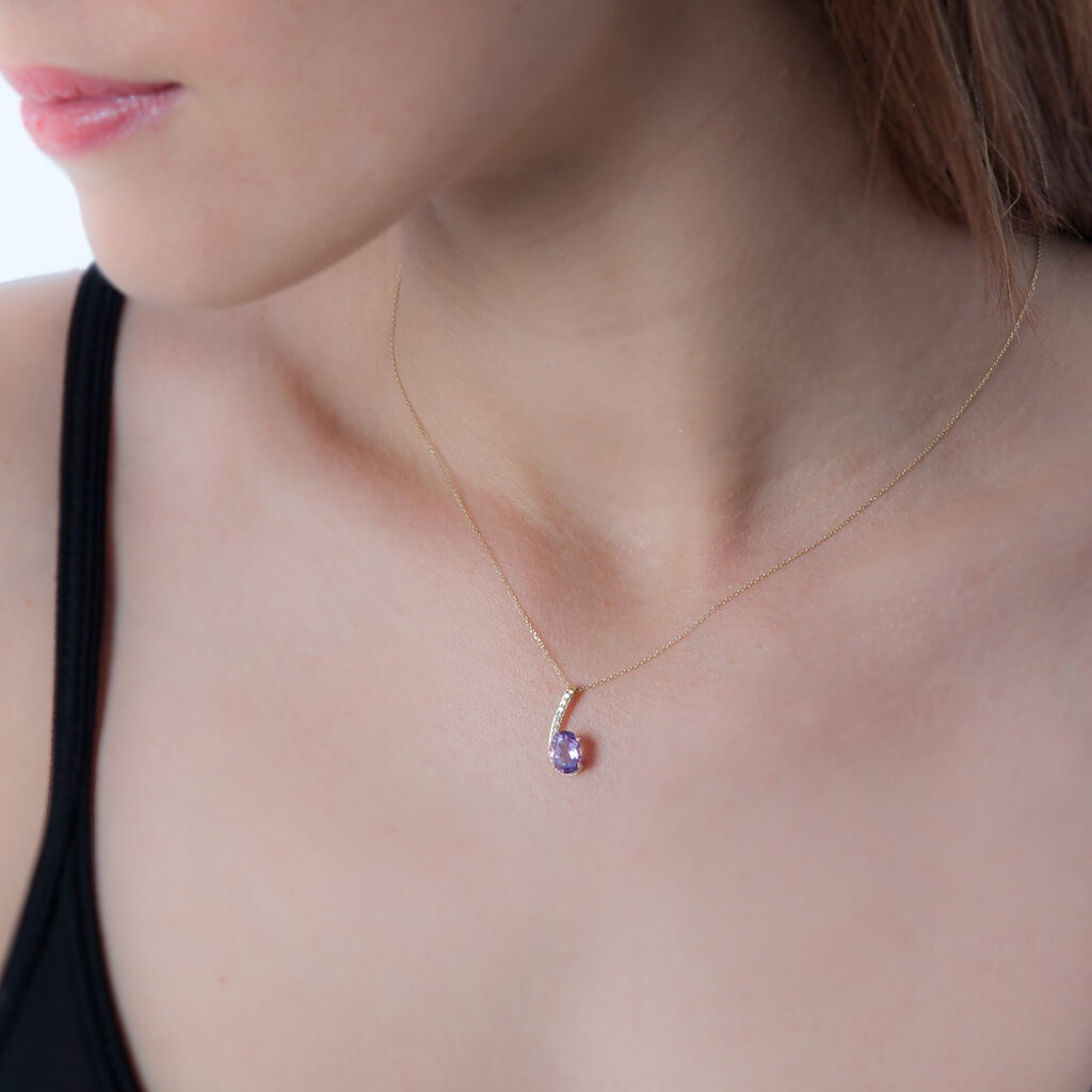 Collier Brindisi Or Jaune Amethyste Et Oxyde De Zirconium - Spannringe Damen | OROVIVO
