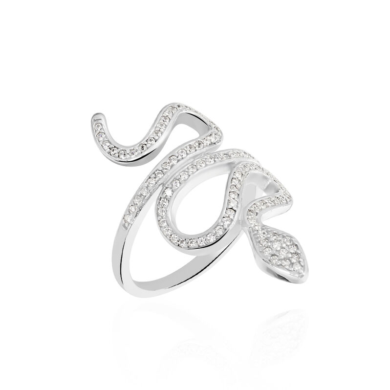 Bague Argent Rhodie Alvanna Motif Serpen - Spannringe Damen | OROVIVO