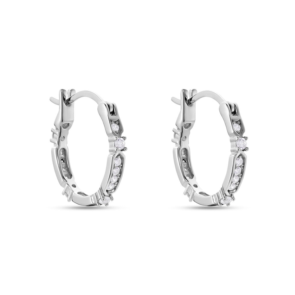 RENATA Damen Creolen Silber Silber 925 Zirkonia Wei&szlig; 0,5 ct