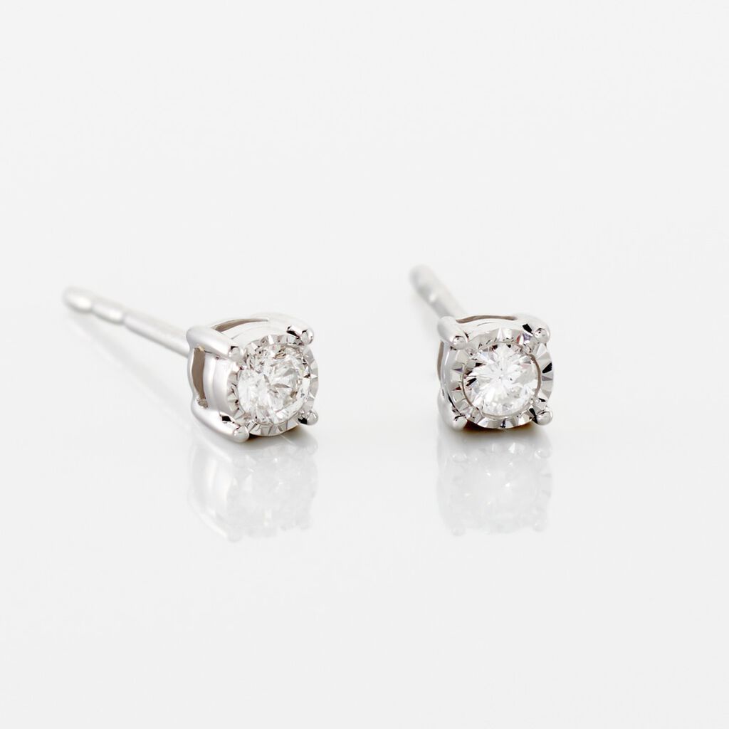 Damen Ohrstecker Weißgold 375 Diamant 0,08ct Viereck Illusion Pastille  - Ohrstecker Damen | OROVIVO