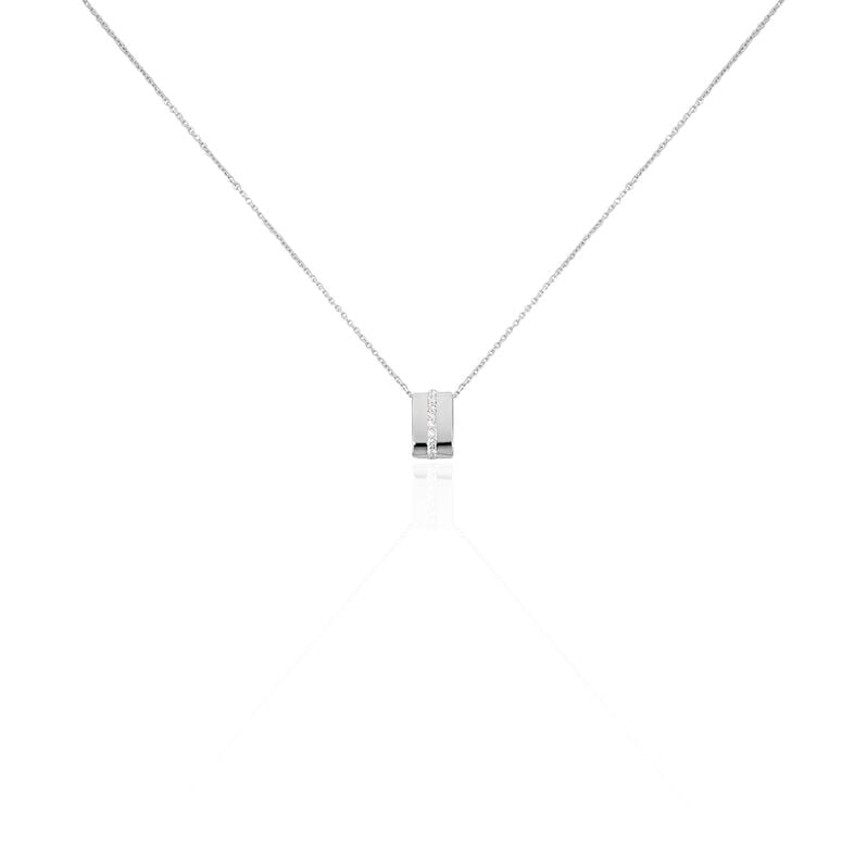 KATIANA Damen Collier Wei&szlig;gold 375 (9 Karat) Zirkonia Wei&szlig; 0,13 ct - Halsketten Damen | OROVIVO