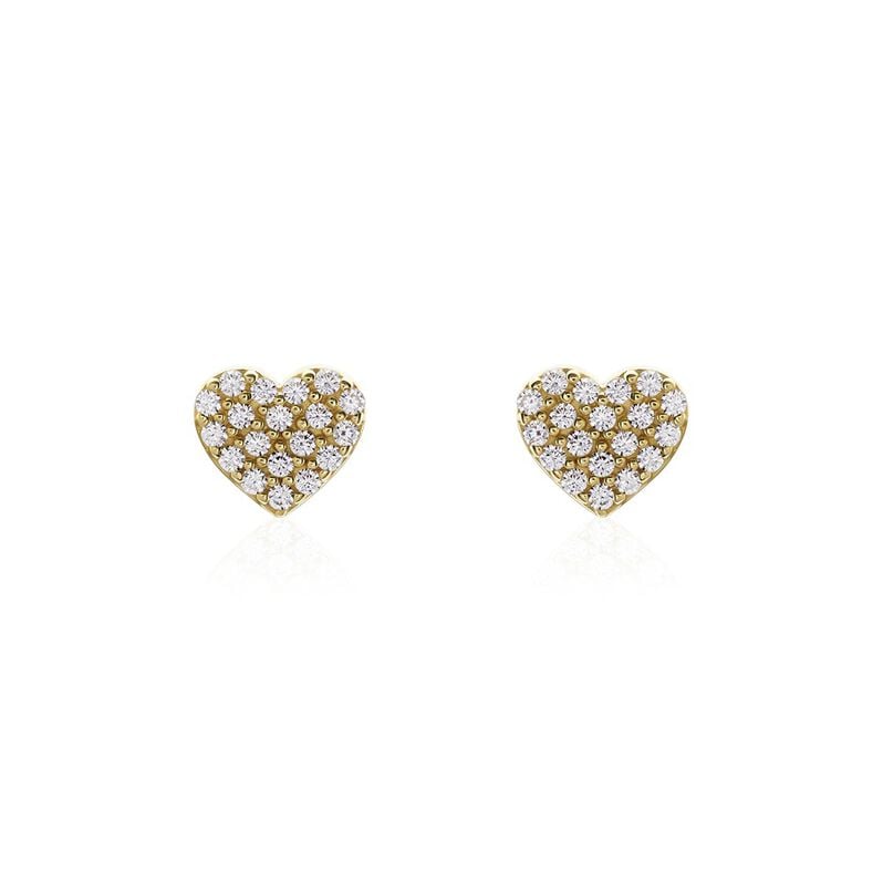 DARLEEN Damen Ohrstecker Gold 375 (9 Karat) Zirkonia Wei&szlig; Herz - Ohrstecker Damen | OROVIVO