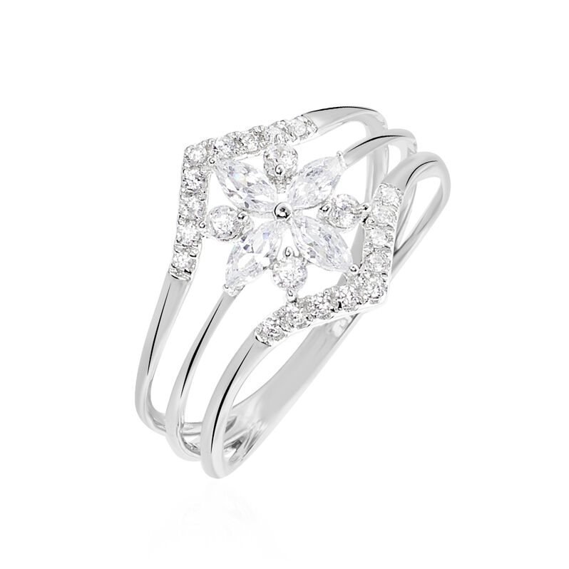 Bague Or Weiss Havata Motif Fleur - Spannringe Damen | OROVIVO