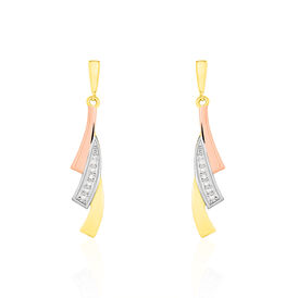 Damen Ohrstecker Lang Gold 375 Tricolor Diamant - Ohrstecker lang Damen | OROVIVO