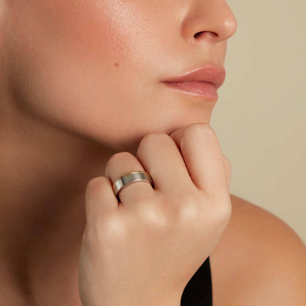 BOND Unisex Ring Edelstahl Bicolor Gold/Silber B 6 mm