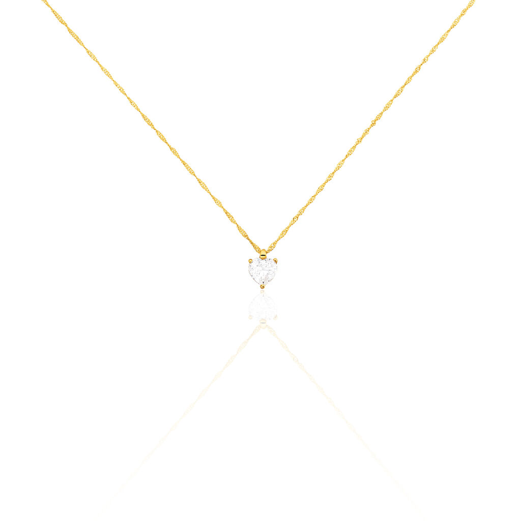 HERZ Damen Collier Gold 375 (9 Karat) Zirkonia Wei&szlig; 1,4 ct Herz
