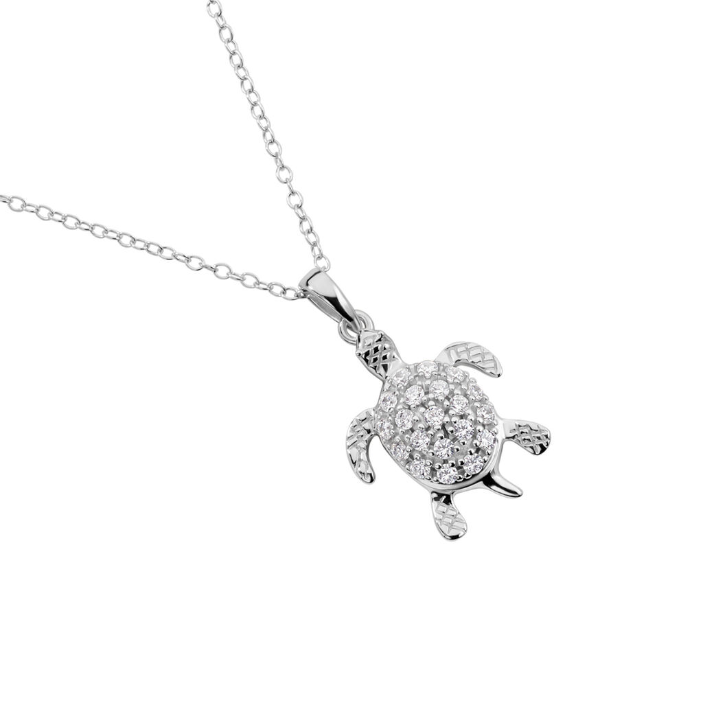 ALMA Damen Collier Silber 925 Zirkonia Wei&szlig; 0,5 ct B 1,2 mm