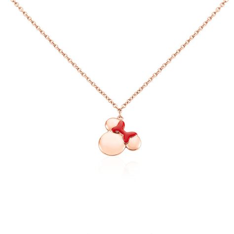 Damen Collier Edelstahl rosevergoldet Ohne Stein Fantasiecharakter Minnie Red 45cm - Halsketten Damen | OROVIVO