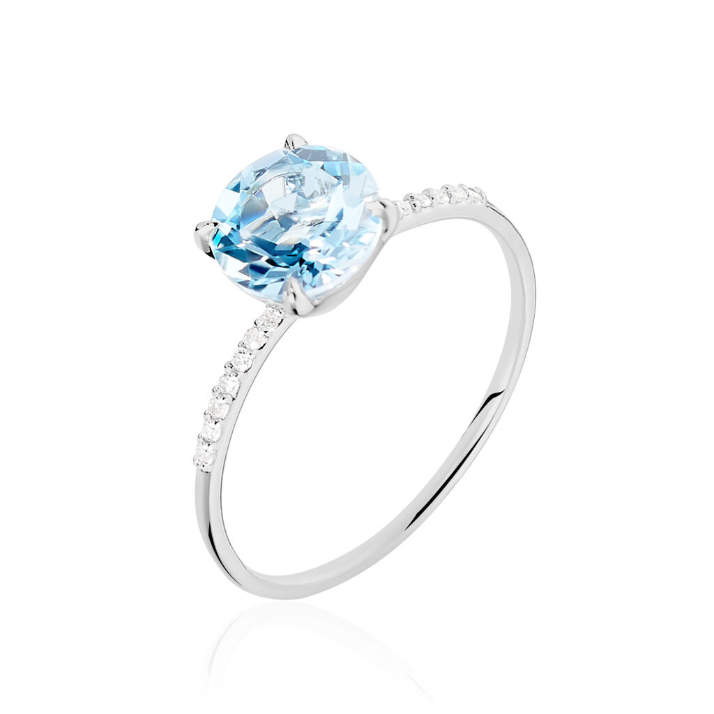 Bague Noella Or Blanc Topaze Et Diamant - Spannringe Damen | OROVIVO