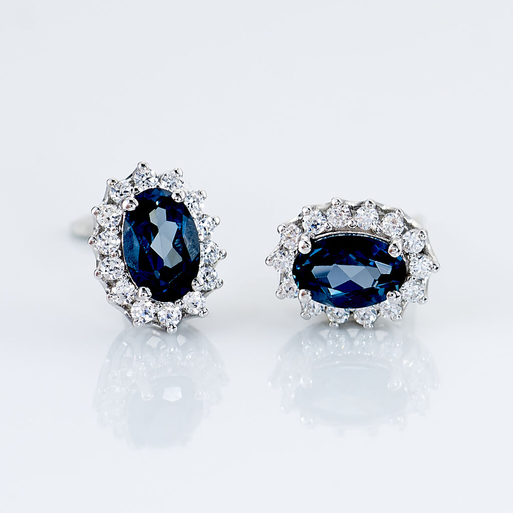 Boucles D'oreilles Or Weiss Quintilla Topazes London Blue Et Oxydes - Spannringe Damen | OROVIVO