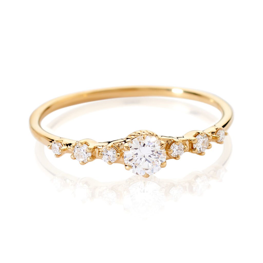 STEPHANIE Damen Ring Gold 375 (9 Karat) Synthetischer Diamant Wei&szlig; 0,29 ct