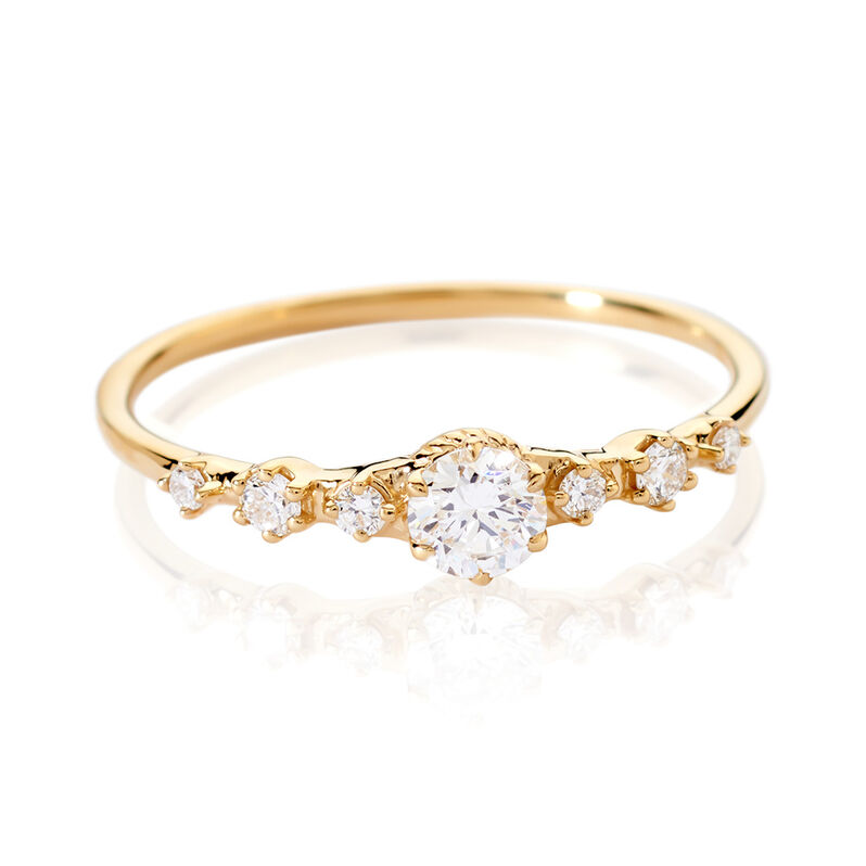 STEPHANIE Damen Ring Gold 375 (9 Karat) Synthetischer Diamant Wei&szlig; 0,29 ct - Verlobungsringe Damen | OROVIVO