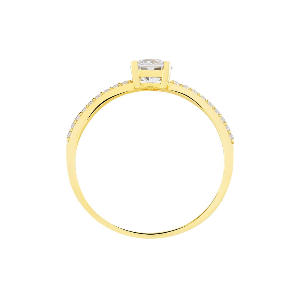 DAYNA Damen Ring Gold 375 (9 Karat) Zirkonia Wei&szlig;