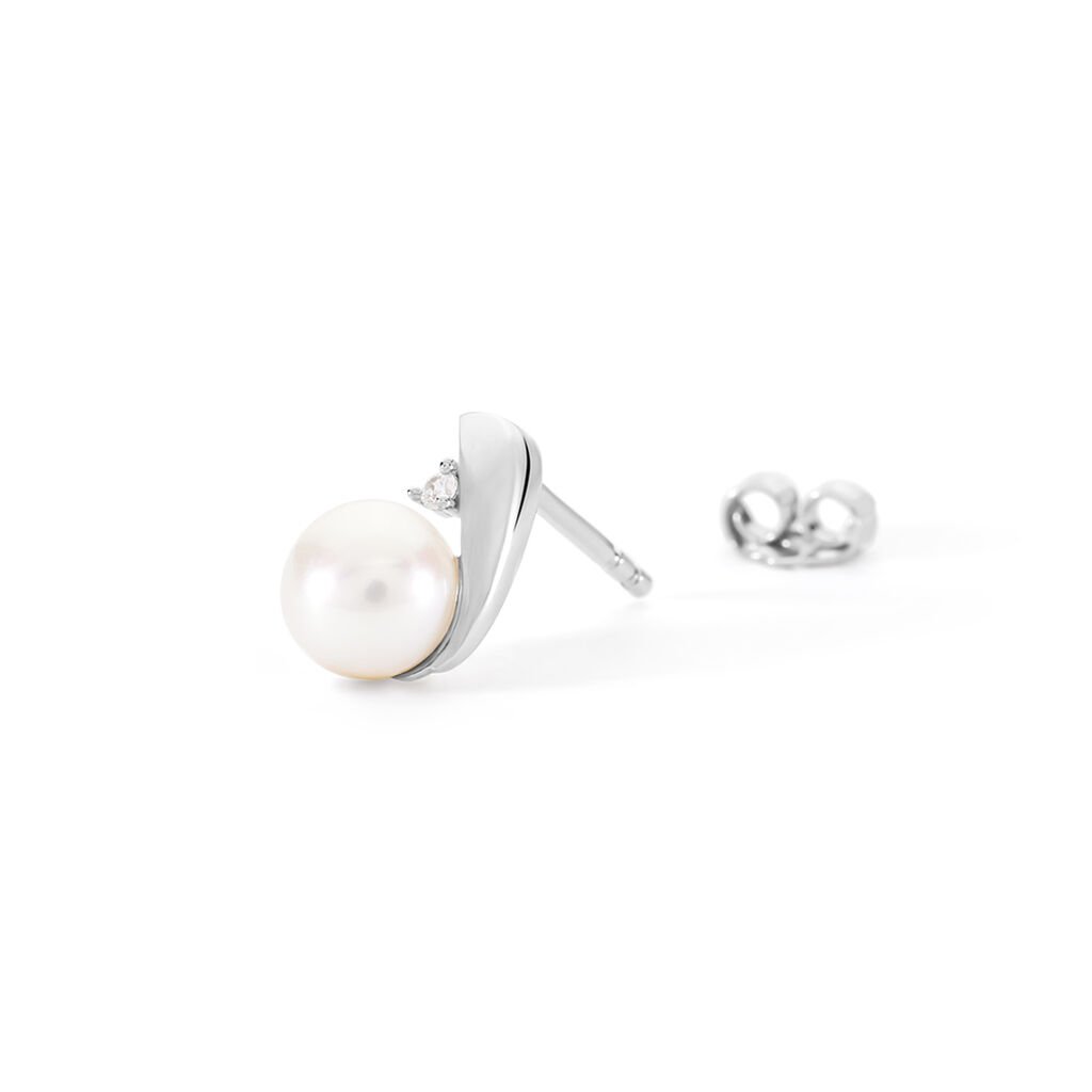 Damen Ohrstecker Silber 925 Bouton Weiß Marlen -  Damen | OROVIVO