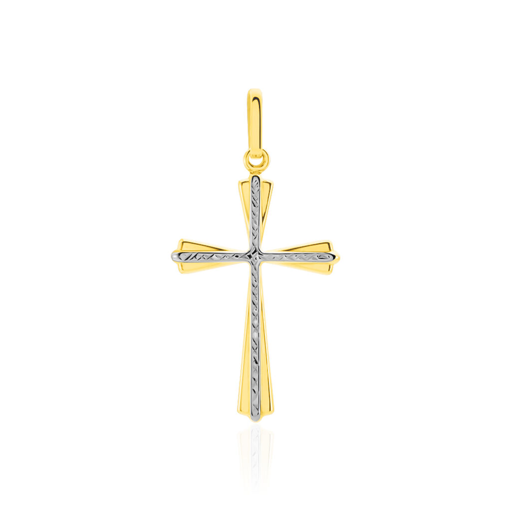 CORANTIN KREUZ 2 Unisex Anhänger Gold Bicolor 375 (9 Karat) Religiöses Kreuz, Anhänger ohne Stein