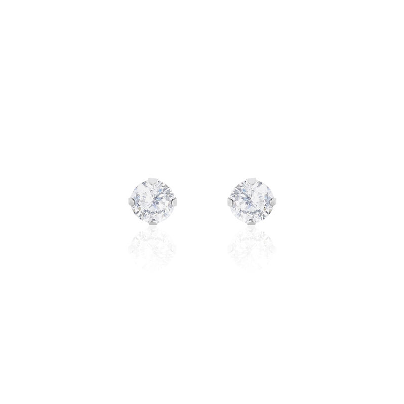 Damen Ohrstecker Weißgold 375 Zirkonia 4mm - Ohrstecker Damen | OROVIVO