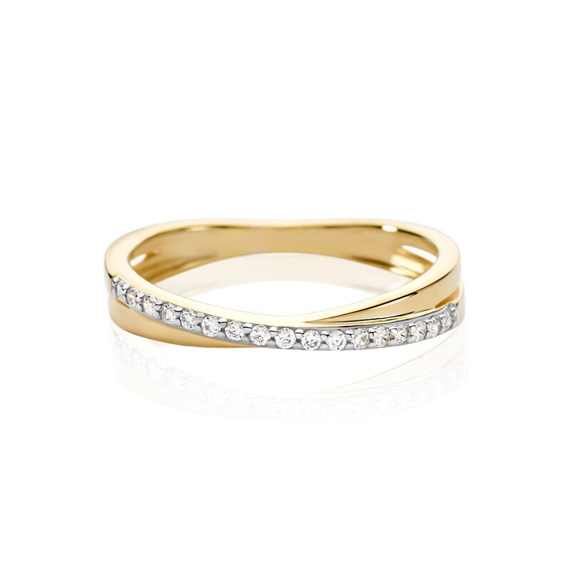 TUIZO Damen Ring Gold Bicolor Gold/Silber 375 (9 Karat) Andere Steine Wei&szlig; - Ringe mit Stein Damen | OROVIVO