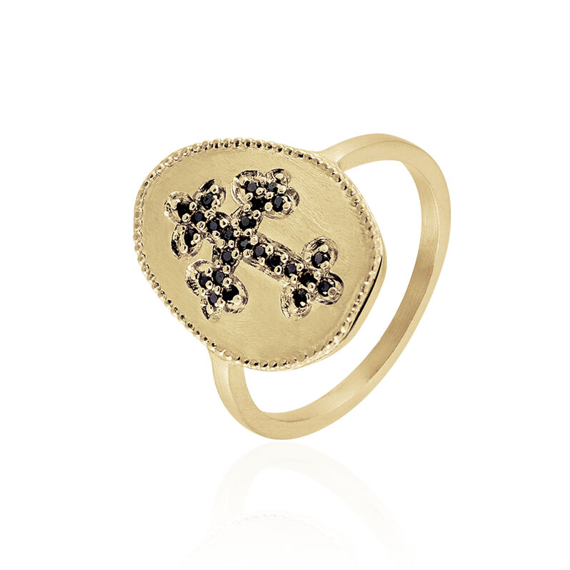 Bague Plaque Or Neva Ovale Croix Oxyde - Spannringe Damen | OROVIVO